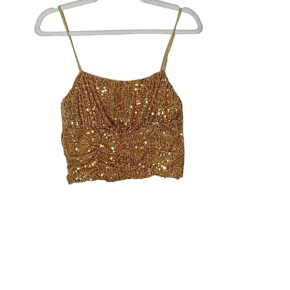Free People ta da gold sequined top. Size L - Picture 5 of 7
